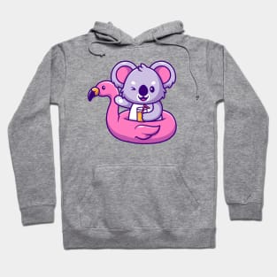 Cute Koala Summer With Flamingo Tires And Orange Juice Hoodie